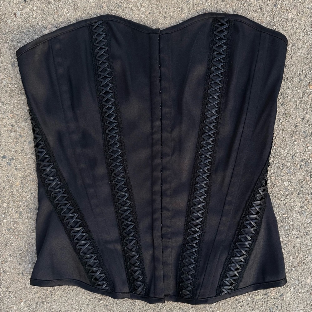 Charlotte Russe Lace-Up Bustier Corset Black M/L